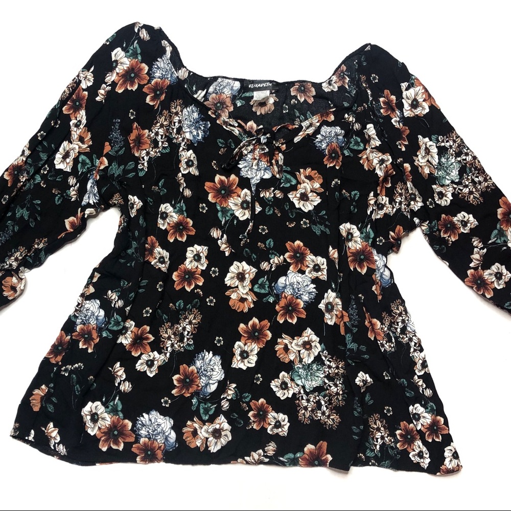 NWOT Plus Size Boho Floral Peasant Top